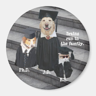 Imán Perros divertidos de graduación y gato