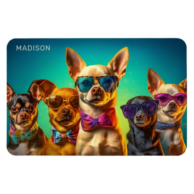 Imán Perros divertidos de nombre personalizado (Horizontal)