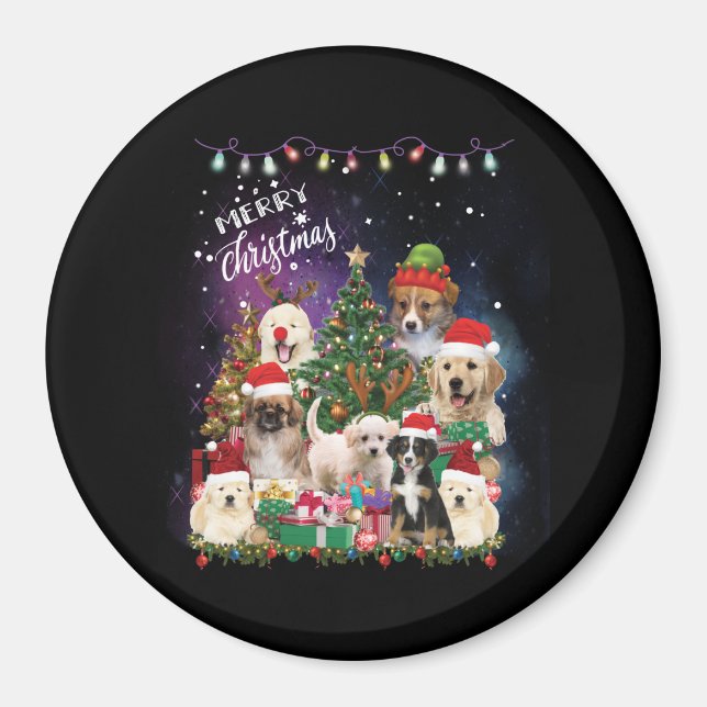 Imán Perros Feliz Navidad Luz (Frente)