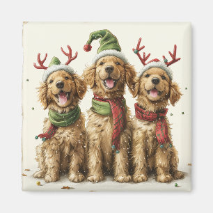 Imán Perros Golden Retriever de Navidad