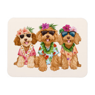 Imán Perros Goldendoodle Hawaianos Lei de Flores