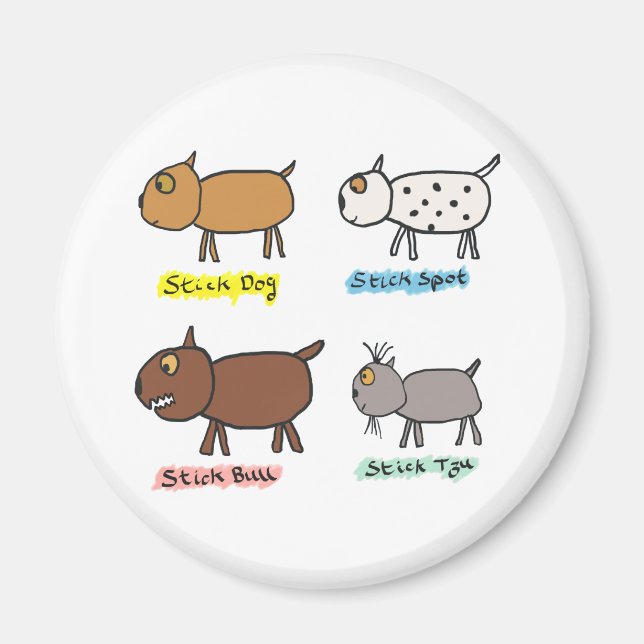 Imán Perros graciosos con palos (Frente)