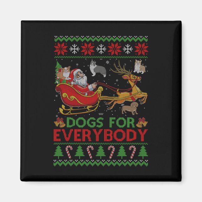 Imán Perros Graciosos Para Todos Santa Sleigh Fea Chris (Frente)