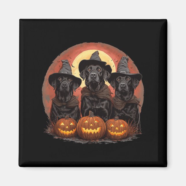 Imán Perros labradores negros adorables de Halloween br (Frente)