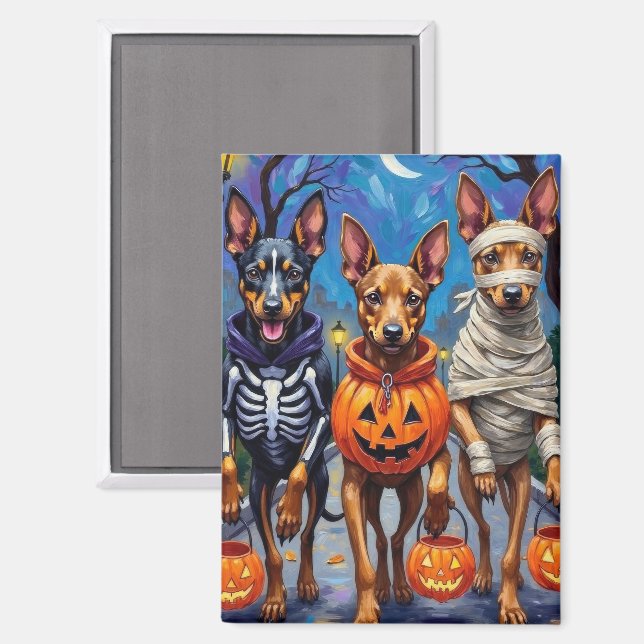 Imán Perros Malinois Belgas Trick-or-Treating Halloween (Anverso/Reverso)