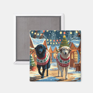 Imán Perros Pastores de Anatolia Navidad Nieve Fiesta