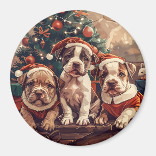 Imán Perros Pit Bull Cachorros de Navidad
