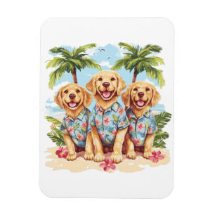 Imán Perros recuperadores de oro con Camisetas hawaiano
