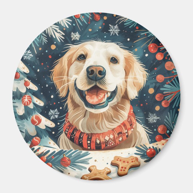 Imán Perros recuperadores de oro de navidades (Frente)