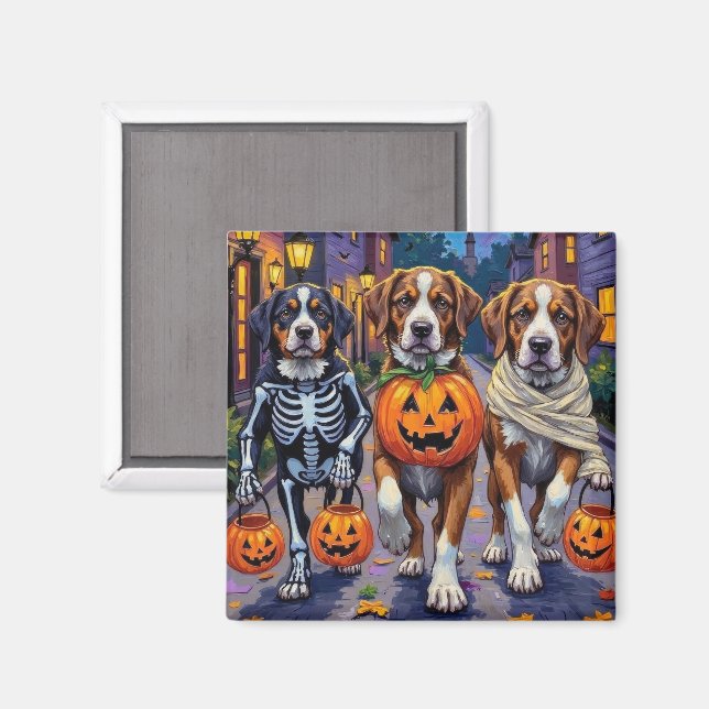 Imán Perros San Bernardo con disfraces de Halloween (Anverso/Reverso)