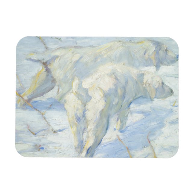 Imán Perros siberianos en la nieve (Horizontal)