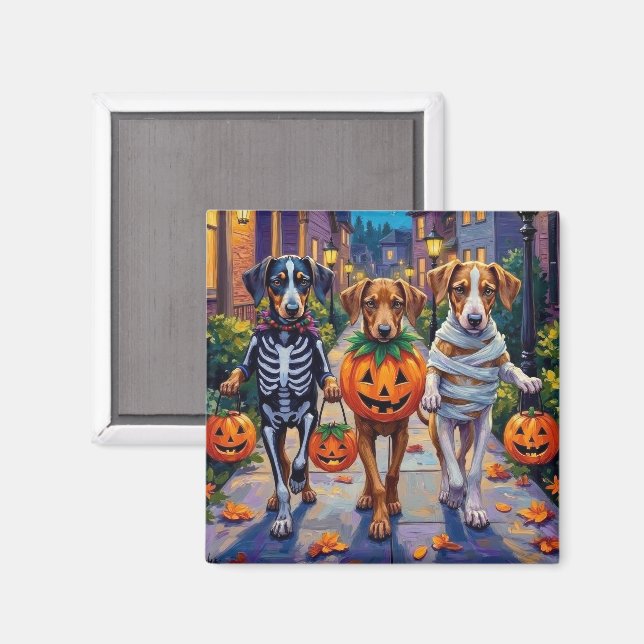 Imán Perros Silken Windhound con disfraces de Halloween (Anverso/Reverso)