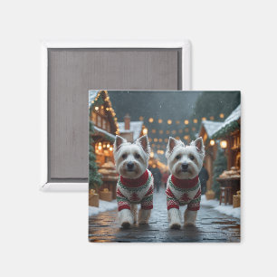 Imán Perros Terrier Blanco de West Highland Navidad Nie