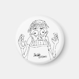 Imán personaje de dibujos animados con pánico