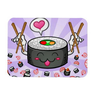 Imán Personaje de dibujos animados del sushi que come
