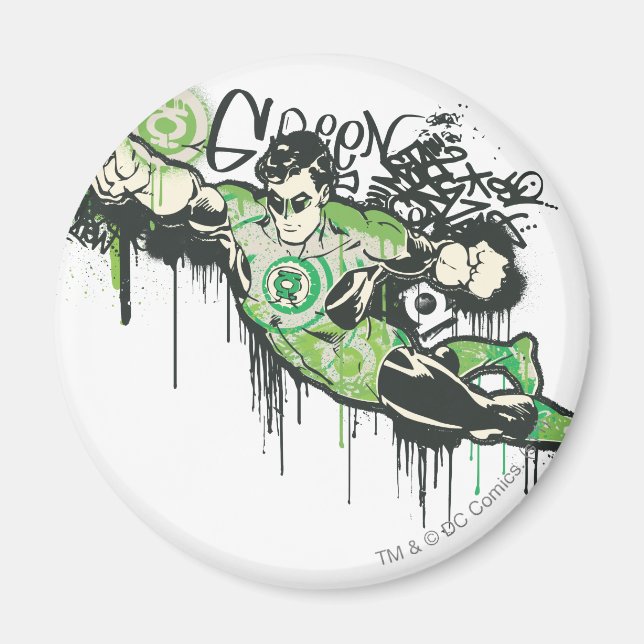 Imán Personaje de graffiti de linterna verde (Frente)
