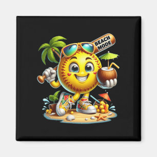 Imán Personaje de vacaciones de verano de béisbol feliz