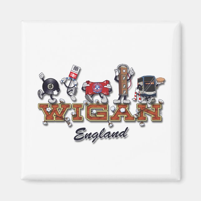 Imán Personajes de caricatura de Wigan (Frente)