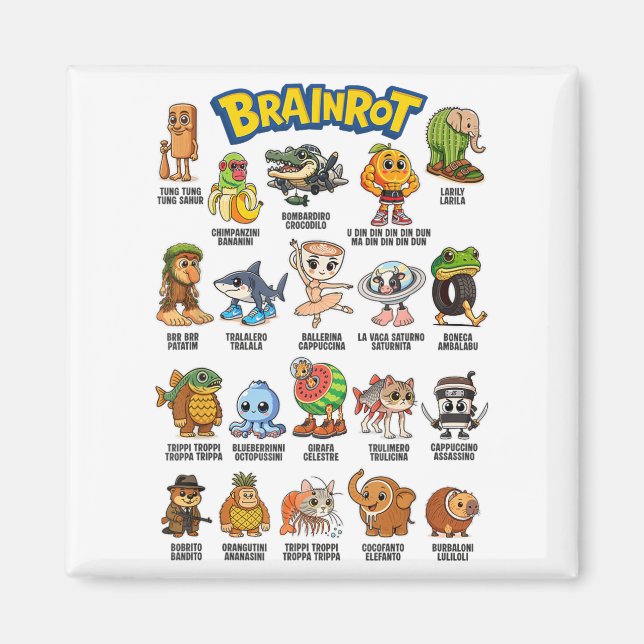 Imán Personajes De Meme De Brainrot Italiano Sobre El H (Frente)