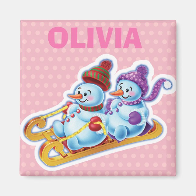 Imán Personajes de Snowman, Navidades del anillo de cla (Frente)