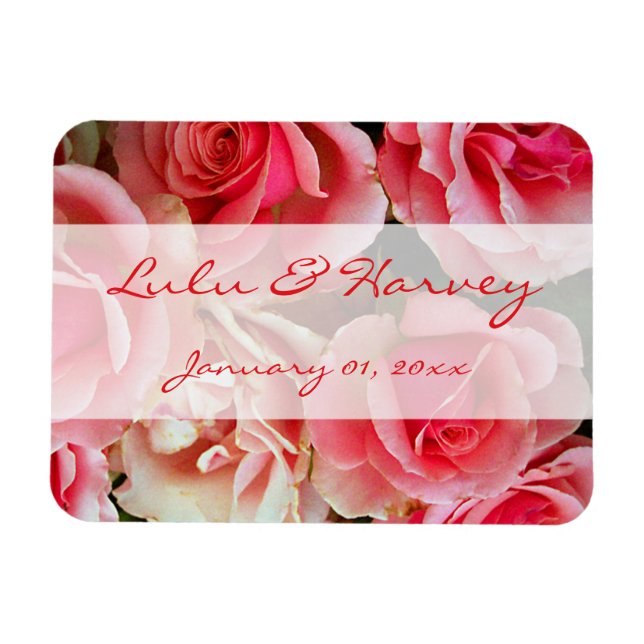 Imán personal de rosas rosa (Horizontal)