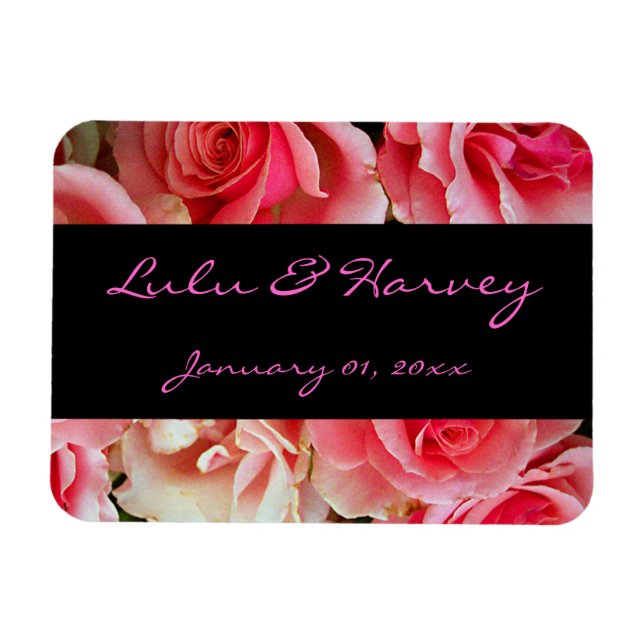 Imán personal de rosas rosa (Horizontal)