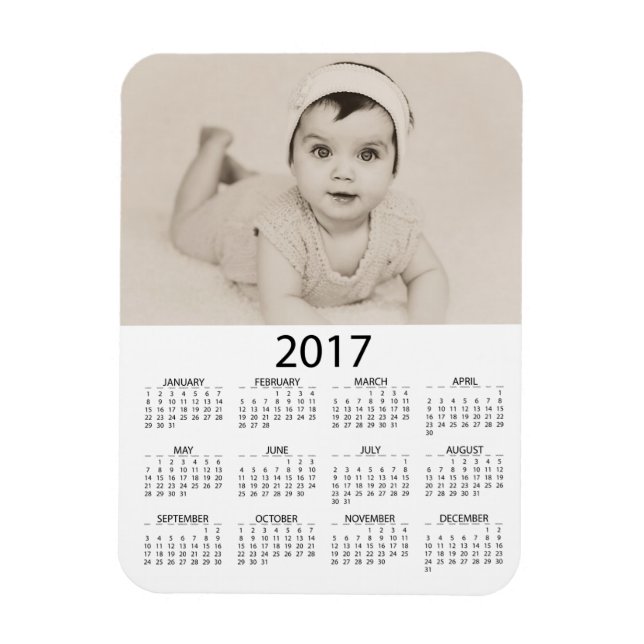 Imán Personalice este Mini Calendario de Photo 2017 (Vertical)