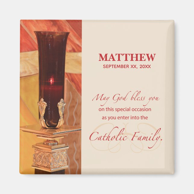 Imán Personalice, RCIA felicita, católica, roja (Frente)