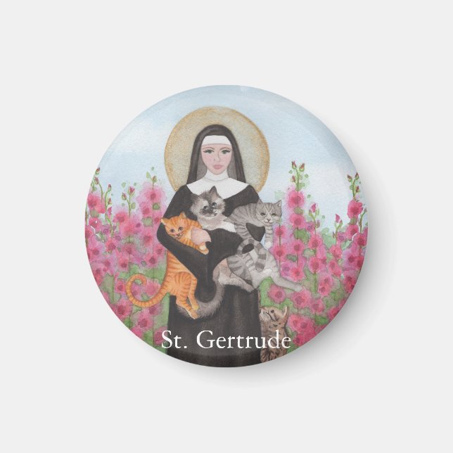 Imán Personaliza al patrón de St Gertrude de la acuarel (Frente)
