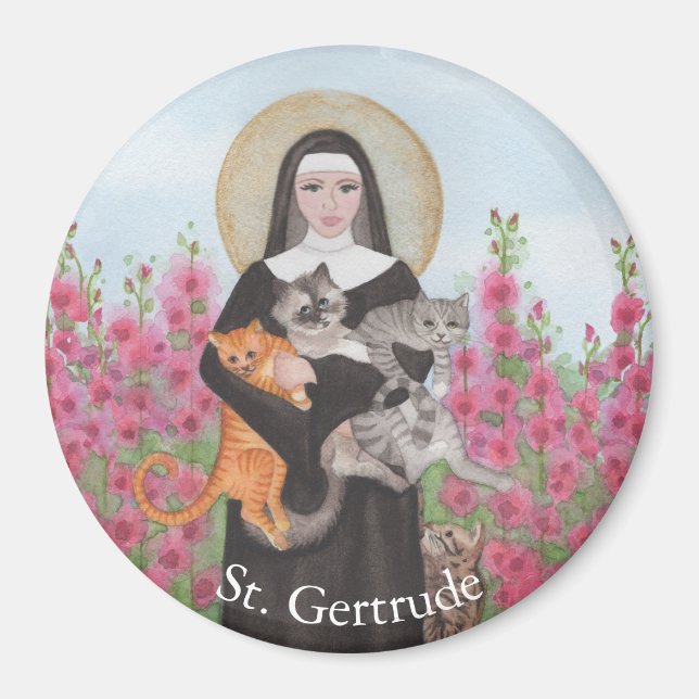 Imán Personaliza al patrón de St Gertrude de la acuarel (Frente)