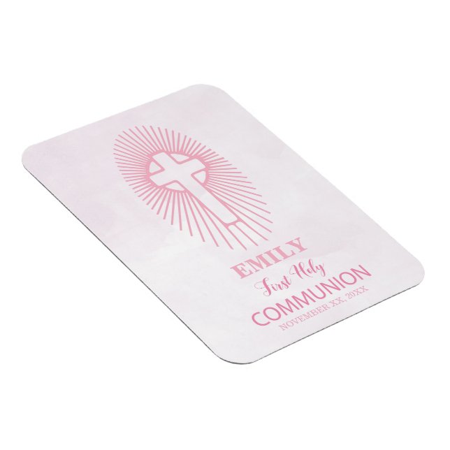 Imán Personaliza, Cruz de Primera Comunión rosa Hostia (Lado Derecho)