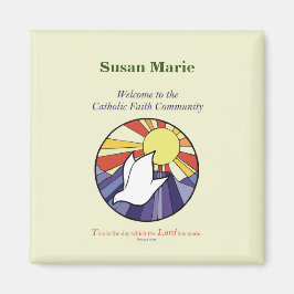 Imán Personaliza el nombre, RCIA Dove Circle en amarill