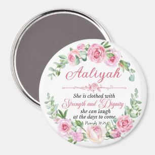 Imán Personaliza Prov 31:25 Día de la Madre Rosa Rosa M