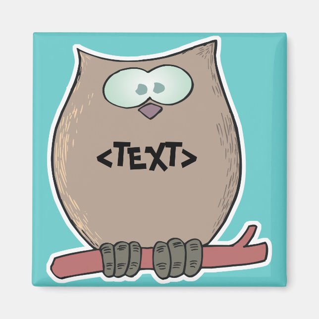 Imán Personaliza un búho, <TEXT> (Frente)