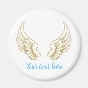 IMÁN PERSONALIZABLE ANGEL WINGS ROUND PEGATINA