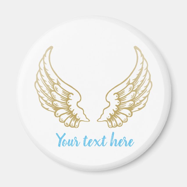 IMÁN PERSONALIZABLE ANGEL WINGS ROUND PEGATINA (Frente)