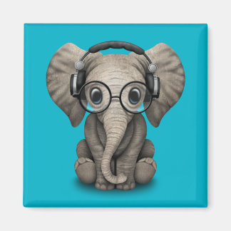 Imán Personalizable Baby Elephant Dj con audífonos