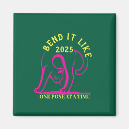 Imán Personalizable "Bend it like 2025" Gato de yoga