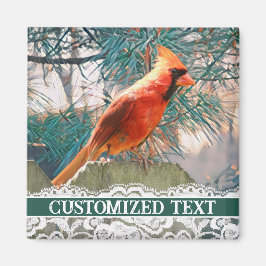 Imán Personalizable Cardinal Winter Holiday