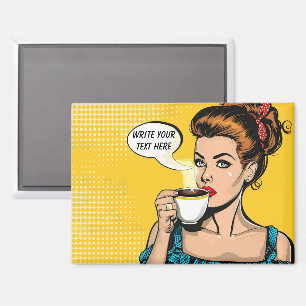 Imán Personalizable de café retro femenino