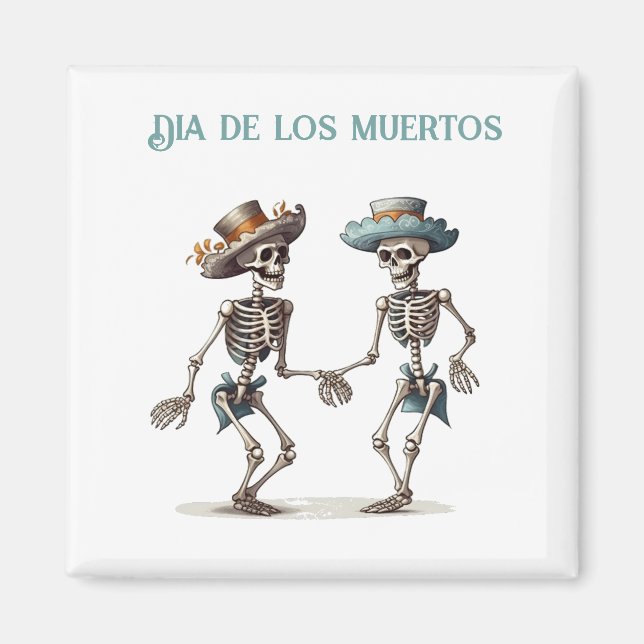 Imán Personalizable de esqueletos bailarines de Dia de  (Frente)