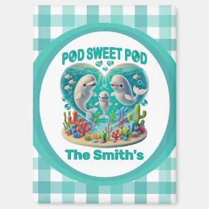 Imán personalizable de la familia de ballenas "Pod Swee