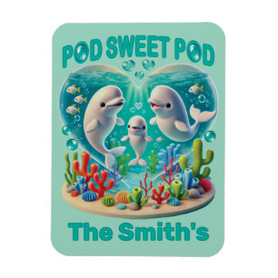 Imán personalizable de la familia de ballenas "Pod Swee