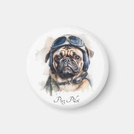 Imán personalizable de pug del mascota piloto
