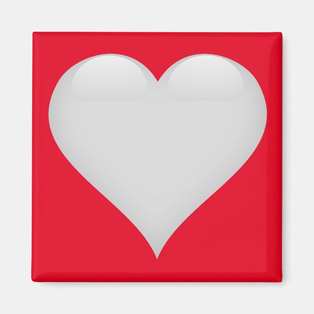 Imán Personalizable del corazón del cristal blanco (Frente)