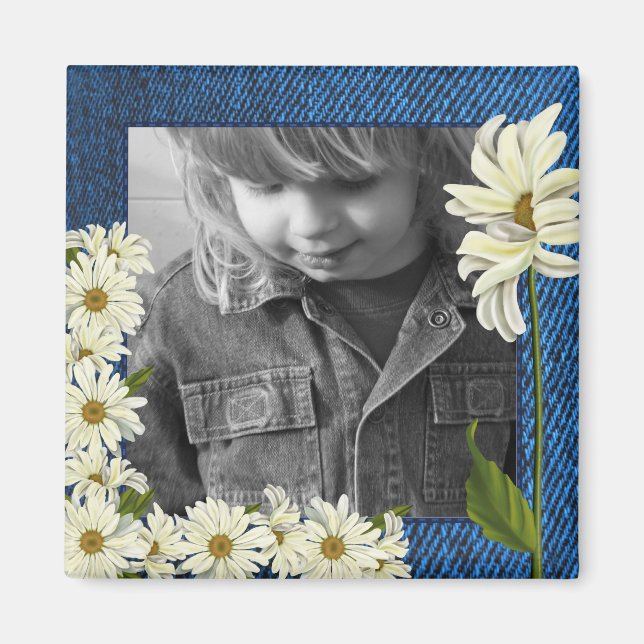 Imán Personalizable Denim y Daisies Photo Magnet (Frente)