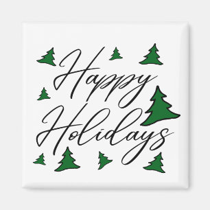 Imán Personalizable Felices Fiestas con Árboles
