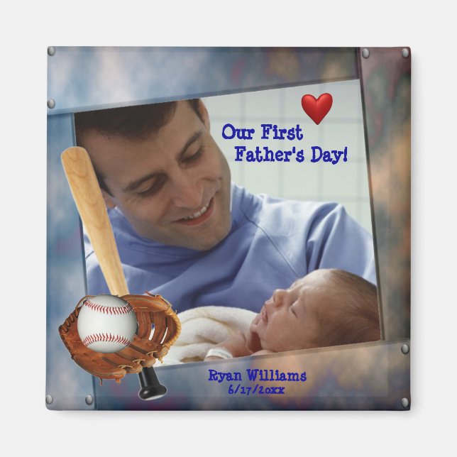 Imán Personalizable Fotografía del Primer Día del Padre (Frente)