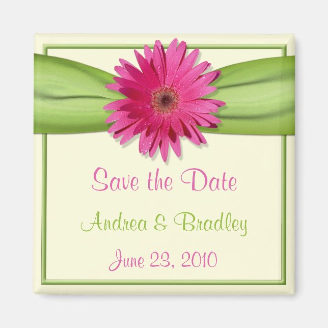 Imán Personalizable Gerbera Rosa Daisy Monograma Magnet (Frente)