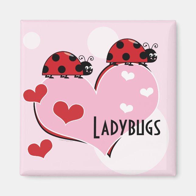 Imán Personalizable Ladybugs and Hearts (Frente)